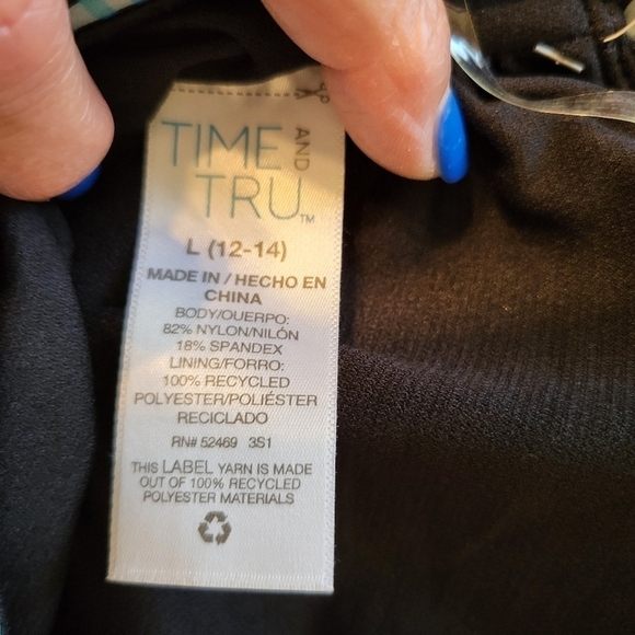 NWT Time & Tru Bikini Top /Bandeau Swim 12/14 Tropical Print Large - Picture 9 of 15